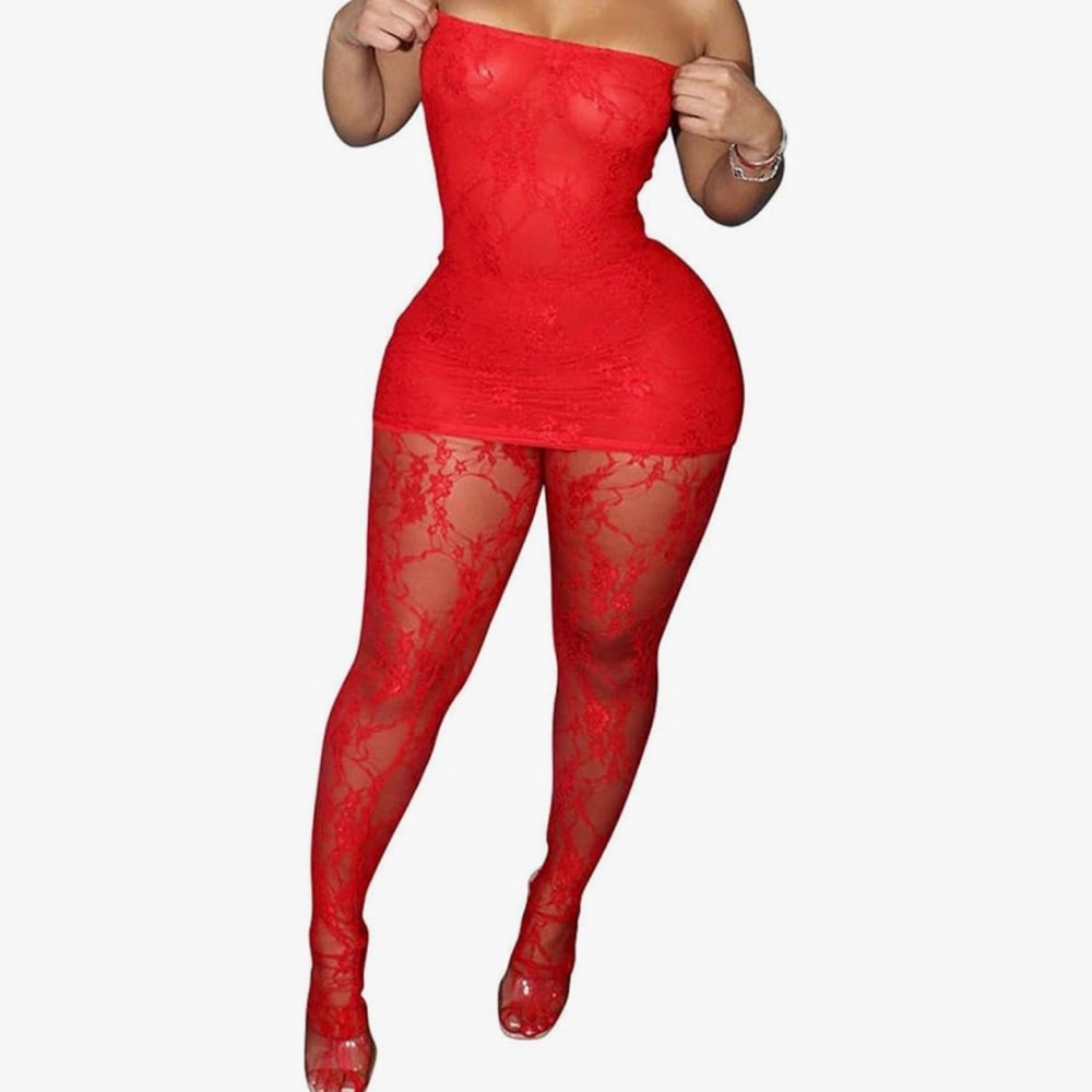 Red Dress with matching stockings
